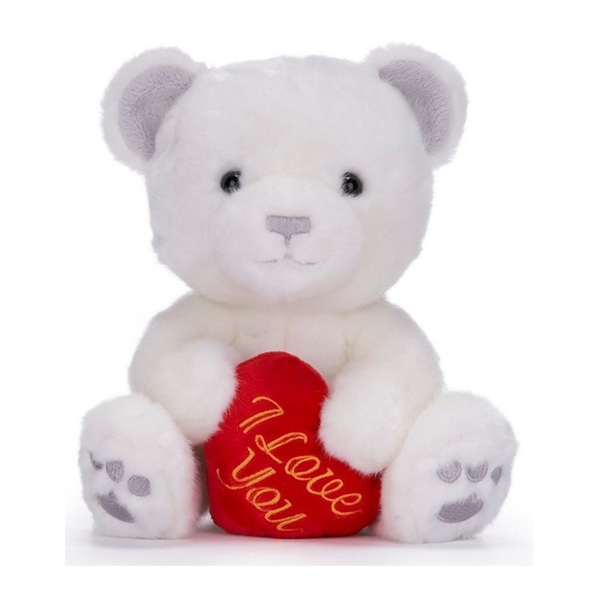 Valentijn I Love You knuffel beertje - zachte pluche - rood hartje - cadeau - 22 cm - wit