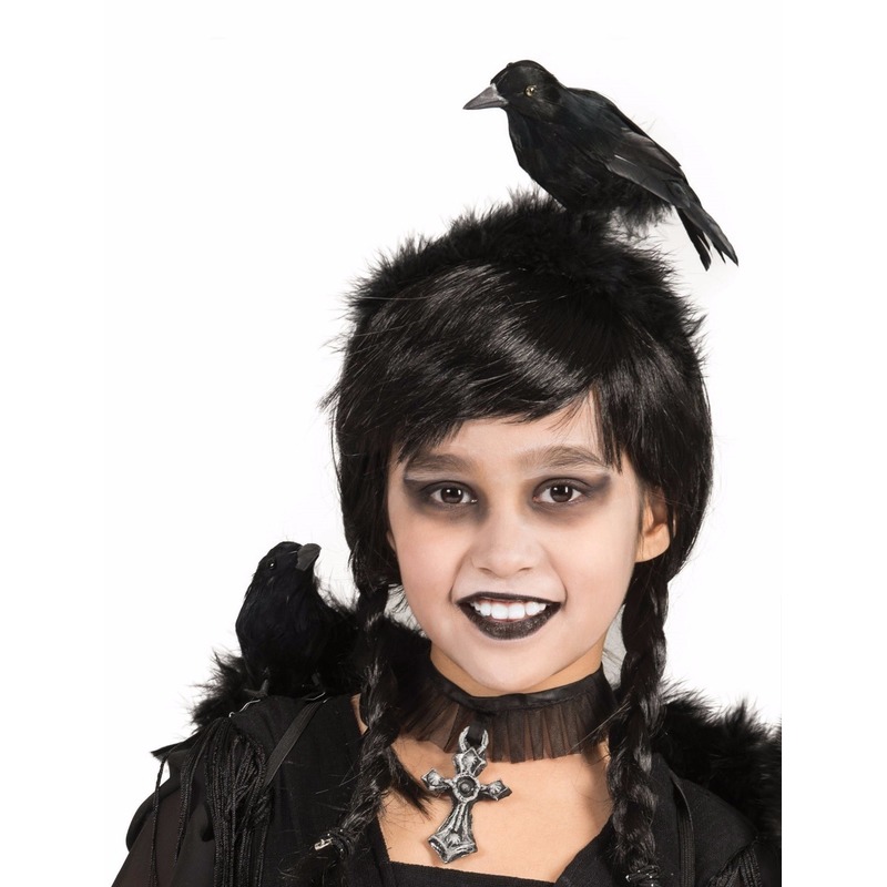 Verkleed diadeem dames - met zwarte kraai - 17 cm - Halloween thema