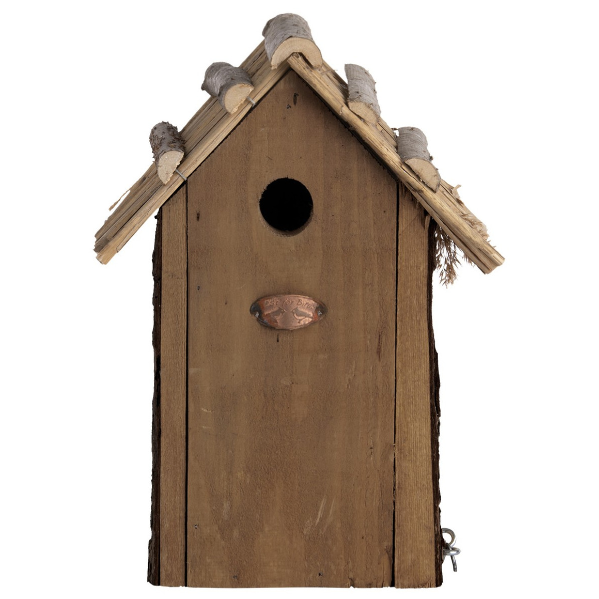Vogelhuisjes/nestkastje koolmees rieten dakje 31 cm met kijkluik