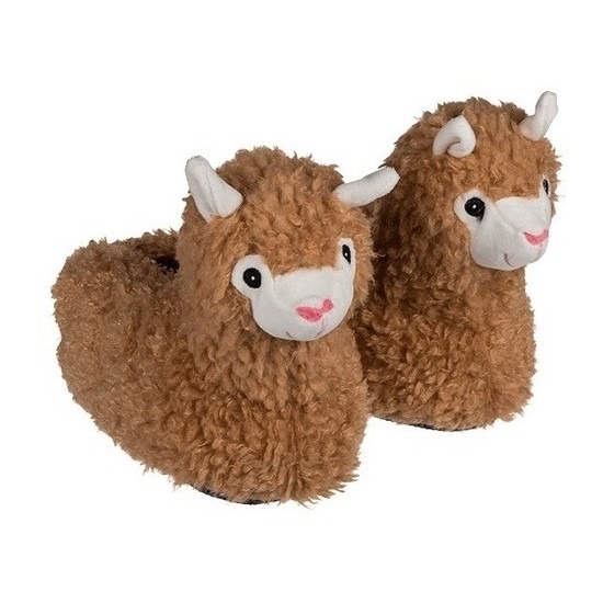 Warme alpaca/Lama pantoffels/sloffen voor kinderen