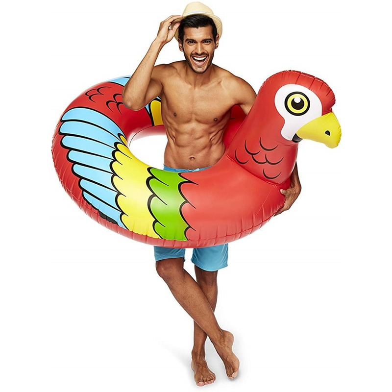 Waterspeelgoed XXL rode papegaaien zwemband/zwemring 120 cm