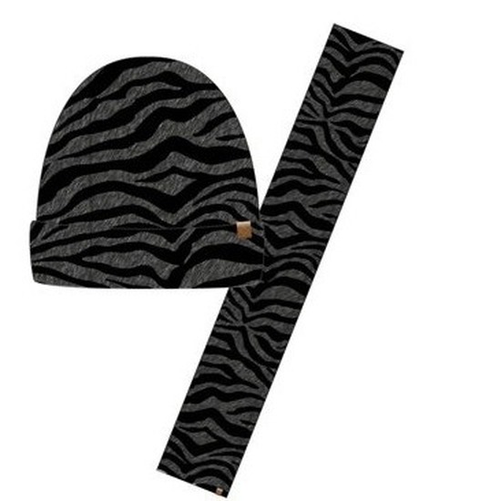 Afbeelding Wintersetje sjaal en muts antraciet zebra print voor meisjes door Animals Giftshop
