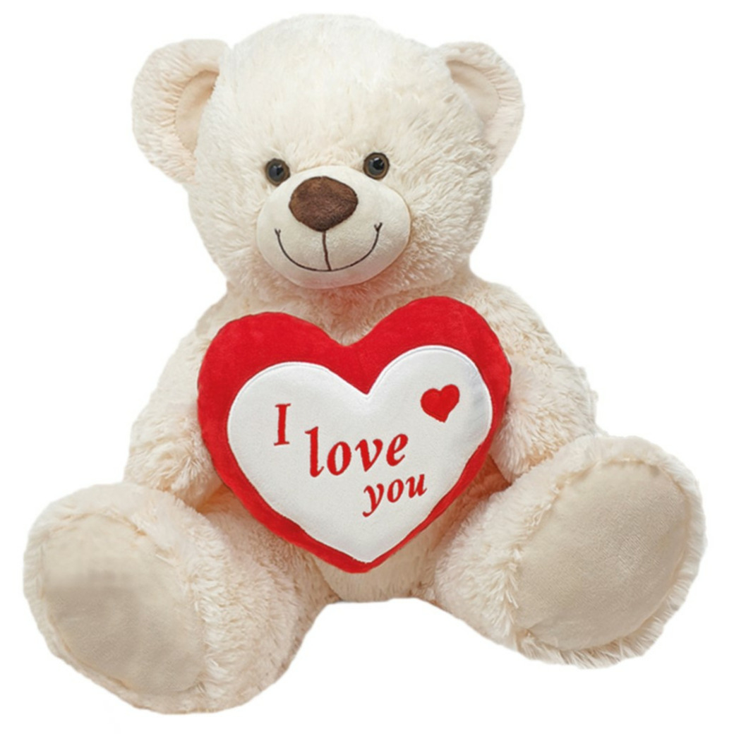 Afbeelding Witte pluche knuffelbeer/teddybeer met I love you hartje 45 cm door Animals Giftshop