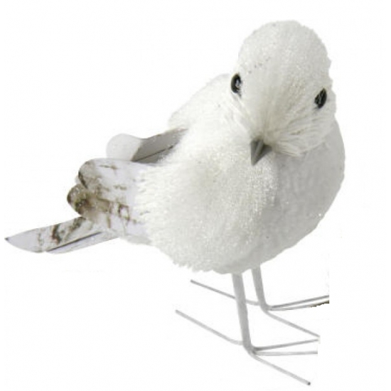 Witte vogel met glitters12 cm type 1