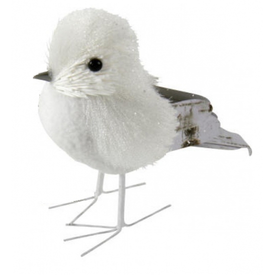 Witte vogel met glitters12 cm type 3