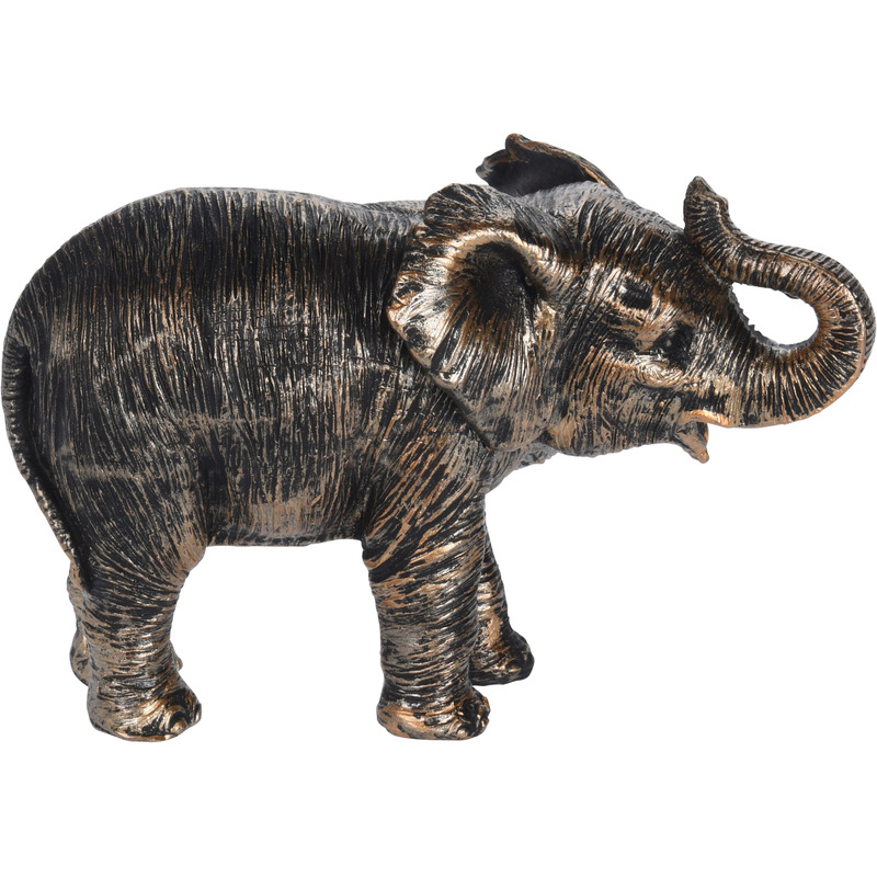 Woondecoratie beeld gouden olifant 17 cm