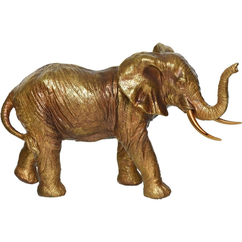 Woondecoratie beeld gouden olifant 19 cm