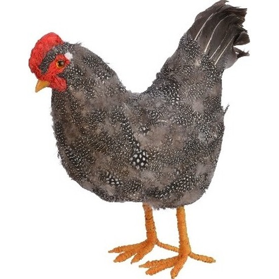 Woondecoratie beeld staande grijze kip vogel 30 cm
