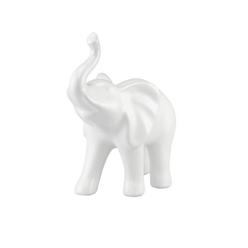 Woondecoratie beeld witte olifant 14 cm