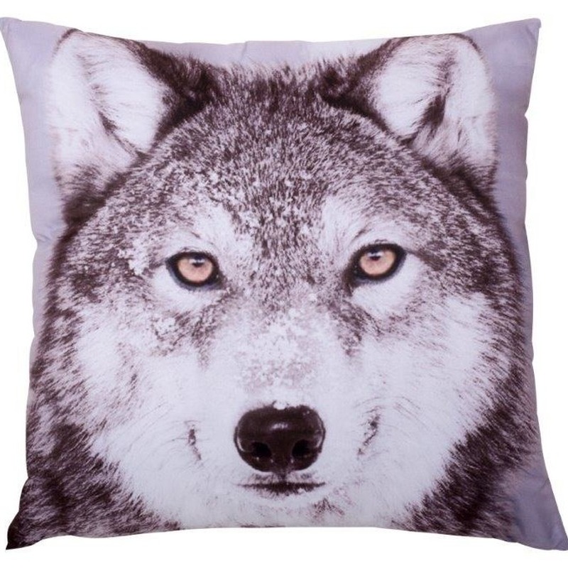 Afbeelding Woonkamer bank sierkussens wolven print 30 x 30 cm door Animals Giftshop