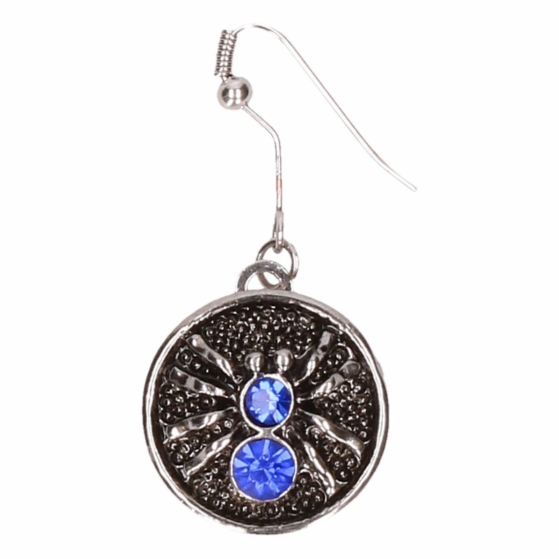 Afbeelding Zilveren metalen oorbellen met blauwe spin chunk door Animals Giftshop