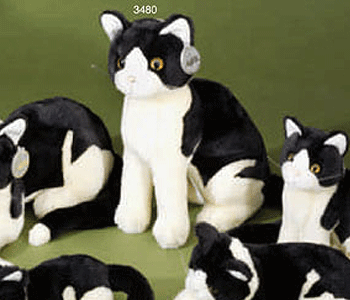 Zwart / witte kat knuffel 30 cm