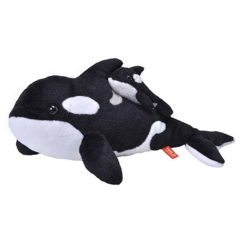 Afbeelding Zwart/witte orka met baby 38 cm knuffeldieren door Animals Giftshop