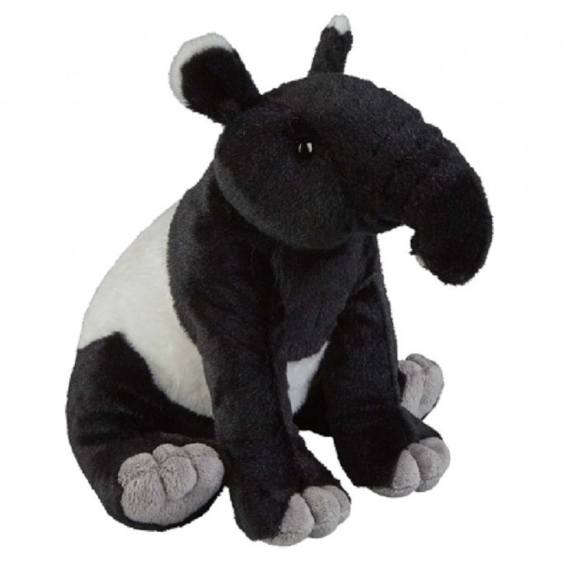 Afbeelding Zwart/witte tapir knuffel 30 cm knuffeldieren door Animals Giftshop