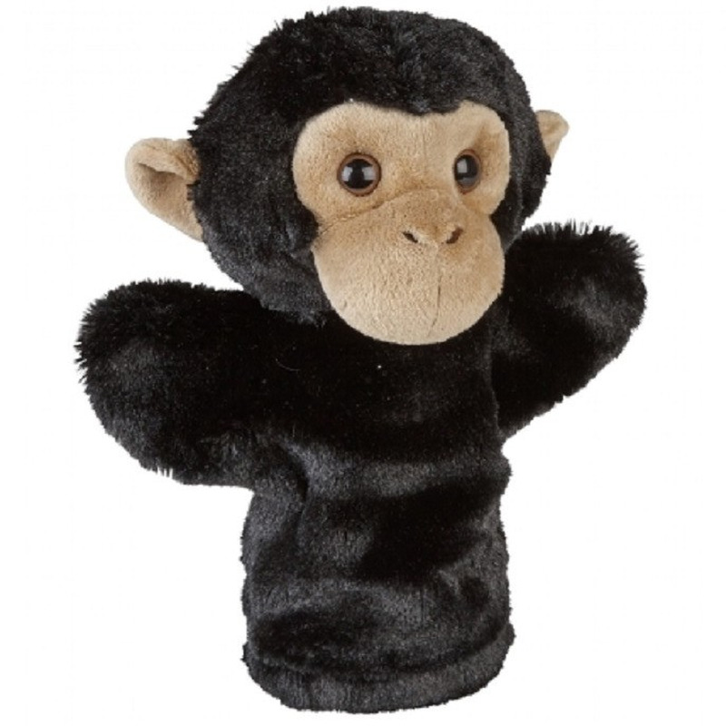 Zwarte chimpansee apen handpoppen knuffels 26 cm knuffeldieren
