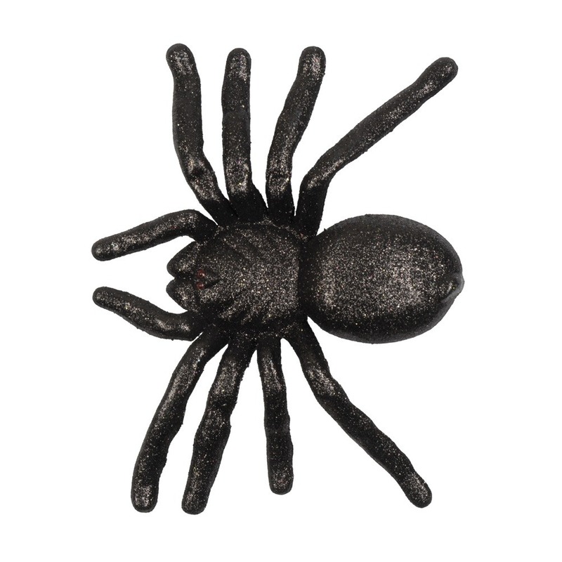 Zwarte halloween spin met glitters 20 cm