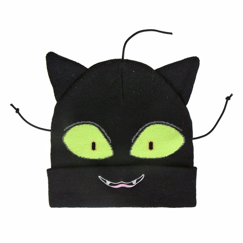 Afbeelding Zwarte kat/poes muts met ogen en oren voor jongens door Animals Giftshop