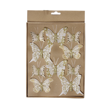 10x pcs decoration butterflies champagne