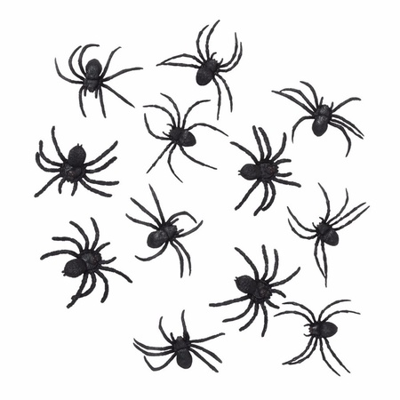 12 black decoration spiders 8 cm