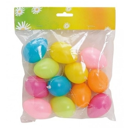 Easter decoration bunny 19 cm and 24x colored easter eggs of 6 cm