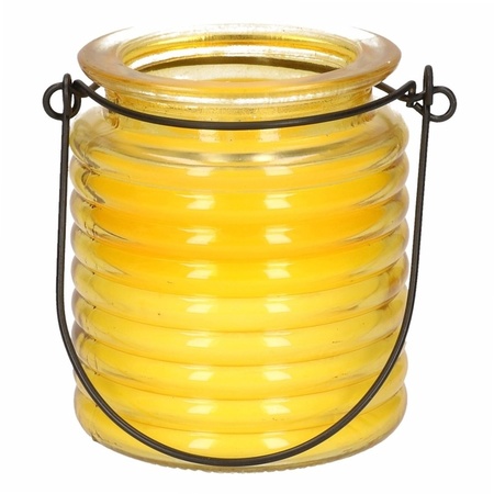 1x Geurkaarsen citroen anti muggen in geel glas