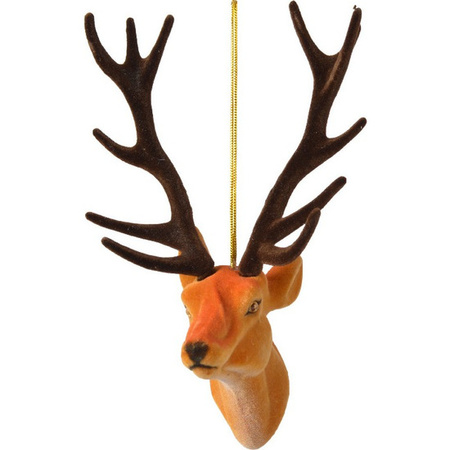 1x Brown dear hangers 13 cm christmas decoration