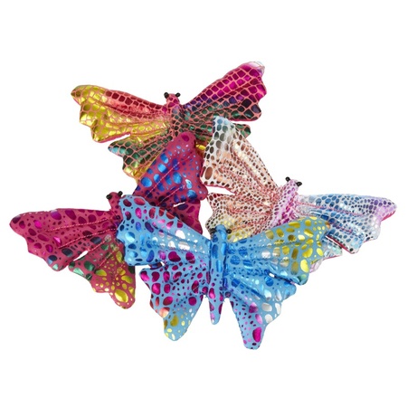 2x Colured butterfly toys 12 cm