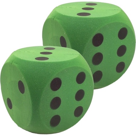 2x Foam dice green 16 x 16 cm
