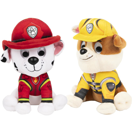2x Paw Patrol caracters soft toys Rubble and Marshall 15 cm