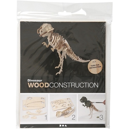 Dinosaurus velociraptor 3D puzzel hout bouwpakket 33 x 8 x 23 cm