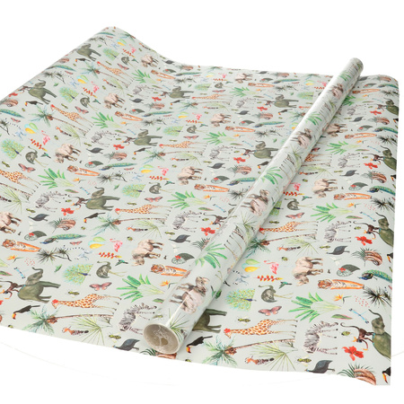 3x Wrapping/gift paper jungle 300 x 70 cm taupe