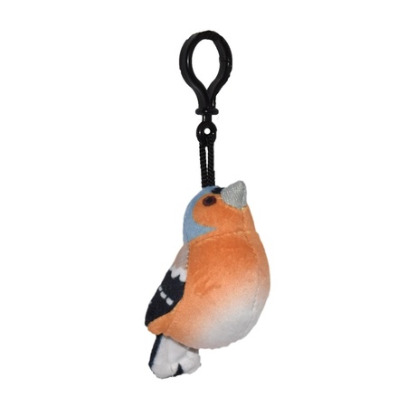 4x Plush chaffinch bird with keychain 9 cm