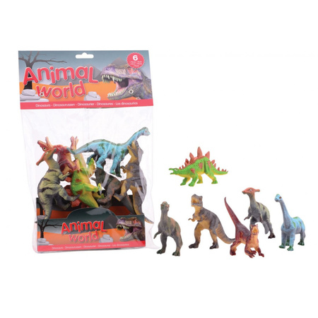 6x Plastic dinosaurs toy figures 10-14 cm