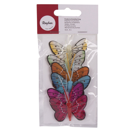 6x Decoration colored butterflies 5 cm