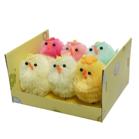Soft toy chicken/rooster brown 25 cm with 6x mini colored chicklets