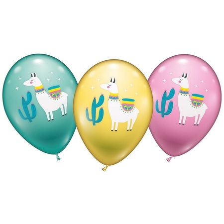 6x Lama/Alpaca theme balloons 28 cm