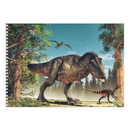 Schetsboek Dinosaurussen liefhebbers A4 50 paginas met 50 viltstiften