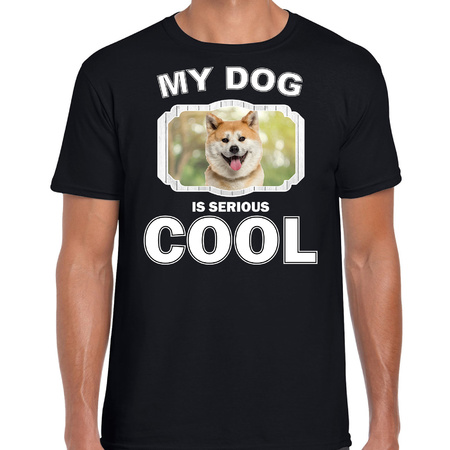 Honden liefhebber shirt Akita inu my dog is serious cool zwart voor heren