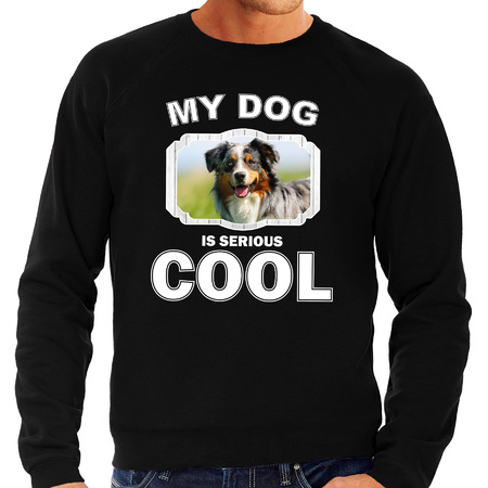 Honden liefhebber trui / sweater Australische herder my dog is serious cool zwart voor heren
