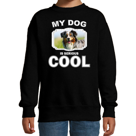 Australian shepherd sweater my dog is serious cool black for children