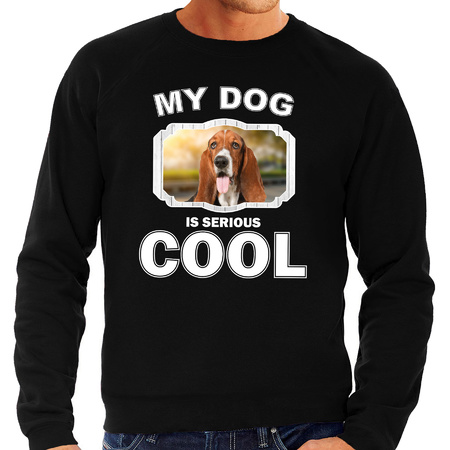Honden liefhebber trui / sweater Basset my dog is serious cool zwart voor heren