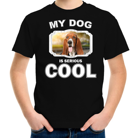 Honden liefhebber shirt Basset my dog is serious cool zwart voor kinderen