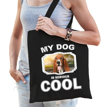 Basset hound my dog is serious cool bag black 