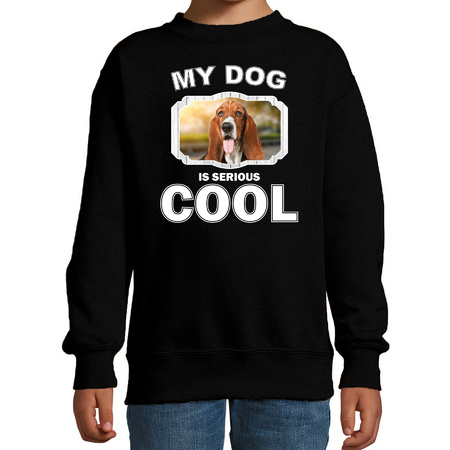 Basset hound sweater my dog is serious cool black for children