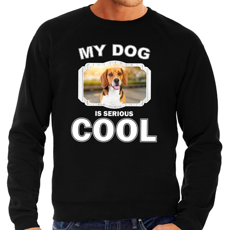 Honden liefhebber trui / sweater Beagle my dog is serious cool zwart voor heren