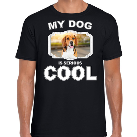 Beagles dog t-shirt my dog is serious cool black for men