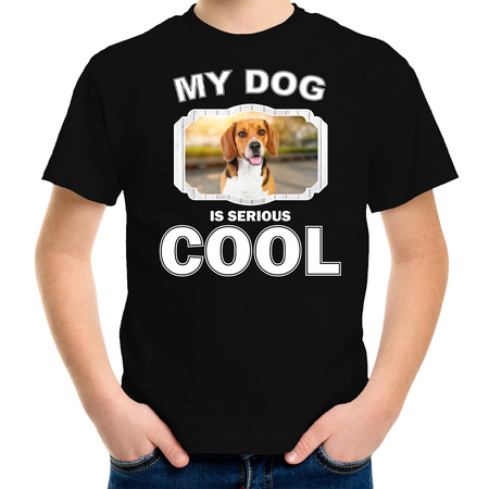 Beagles dog t-shirt my dog is serious cool black for children