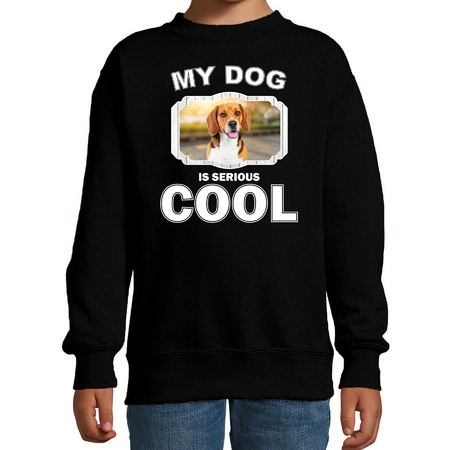 Honden liefhebber trui / sweater Beagle my dog is serious cool zwart voor kinderen