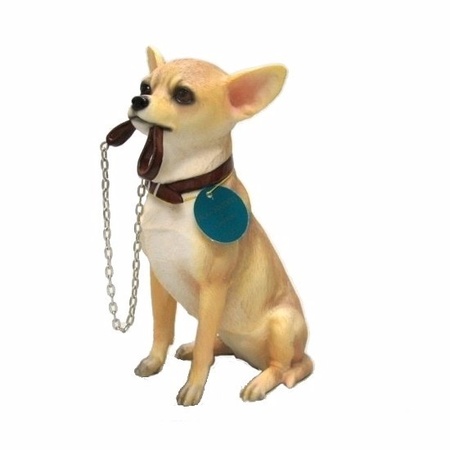 Honden beeldje Chihuahua met riem 18 cm
