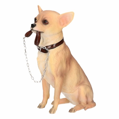 Statue Chihuahua dog with leash 18 cm 